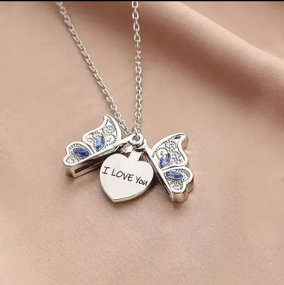 1pc i love you Openable Butterfly Necklace
