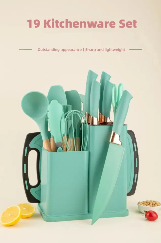 BIGTHREE 19-Piece Silicone Kitchen Utensil Set (Select Your Fvt Color)