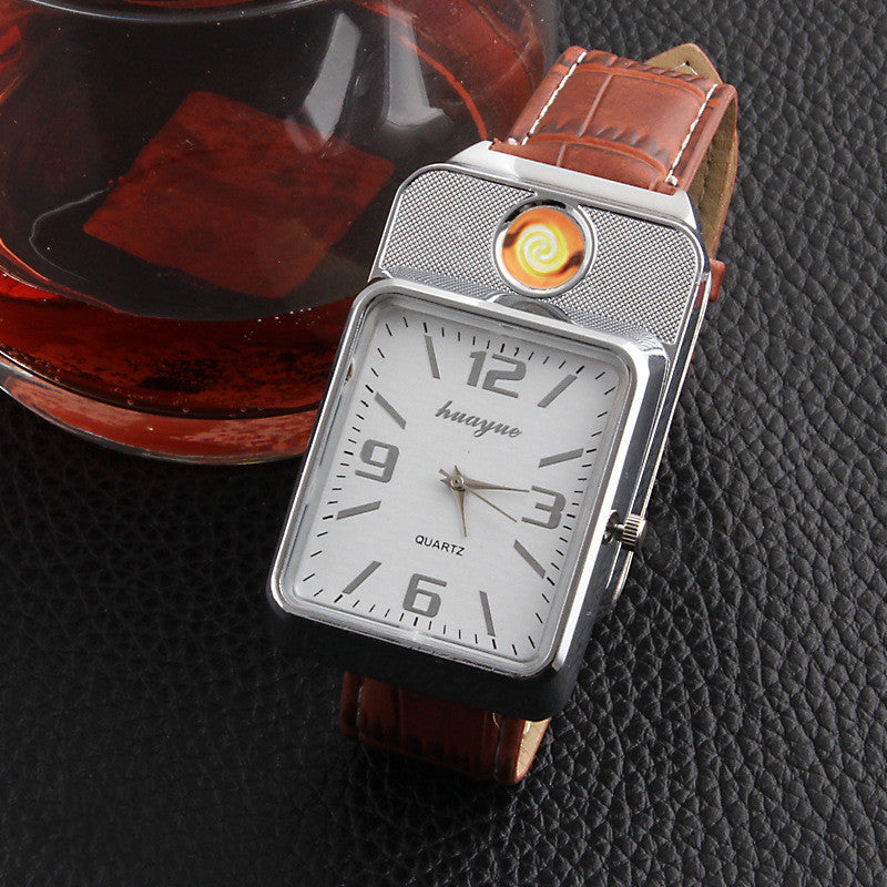 Metal electric  lighter watch