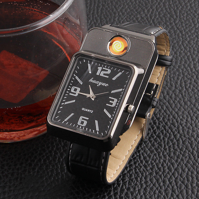 Metal electric  lighter watch
