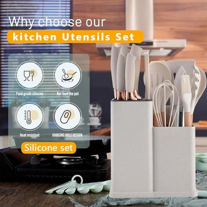 BIGTHREE 19-Piece Silicone Kitchen Utensil Set (Select Your Fvt Color)