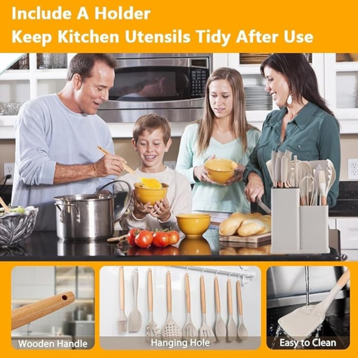 BIGTHREE 19-Piece Silicone Kitchen Utensil Set (Select Your Fvt Color)