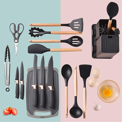 BIGTHREE 19-Piece Silicone Kitchen Utensil Set (Select Your Fvt Color)