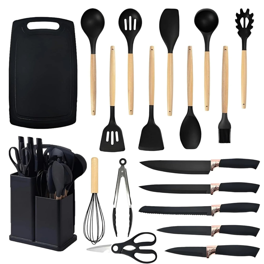 BIGTHREE 19-Piece Silicone Kitchen Utensil Set (Select Your Fvt Color)