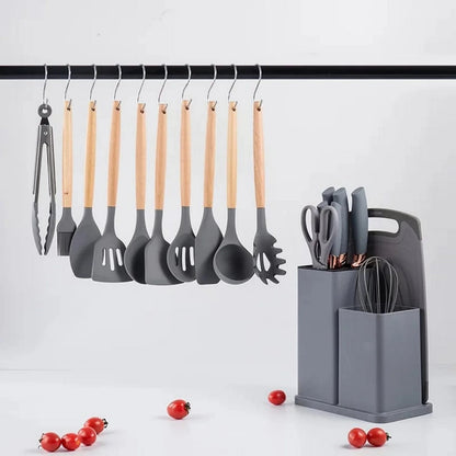 BIGTHREE 19-Piece Silicone Kitchen Utensil Set (Select Your Fvt Color)