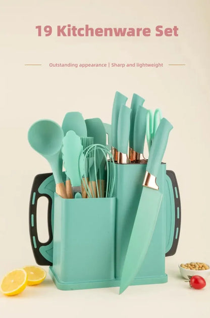 BIGTHREE 19-Piece Silicone Kitchen Utensil Set (Select Your Fvt Color)